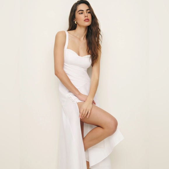 NWT Reformation Bekki Linen Dress in White | size 8 - Picture 4 of 6